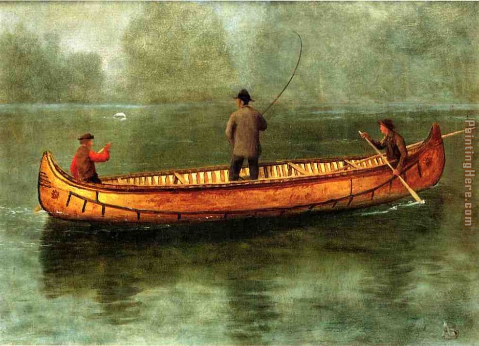 Fishing from a Canoe painting - Albert Bierstadt Fishing from a Canoe art painting